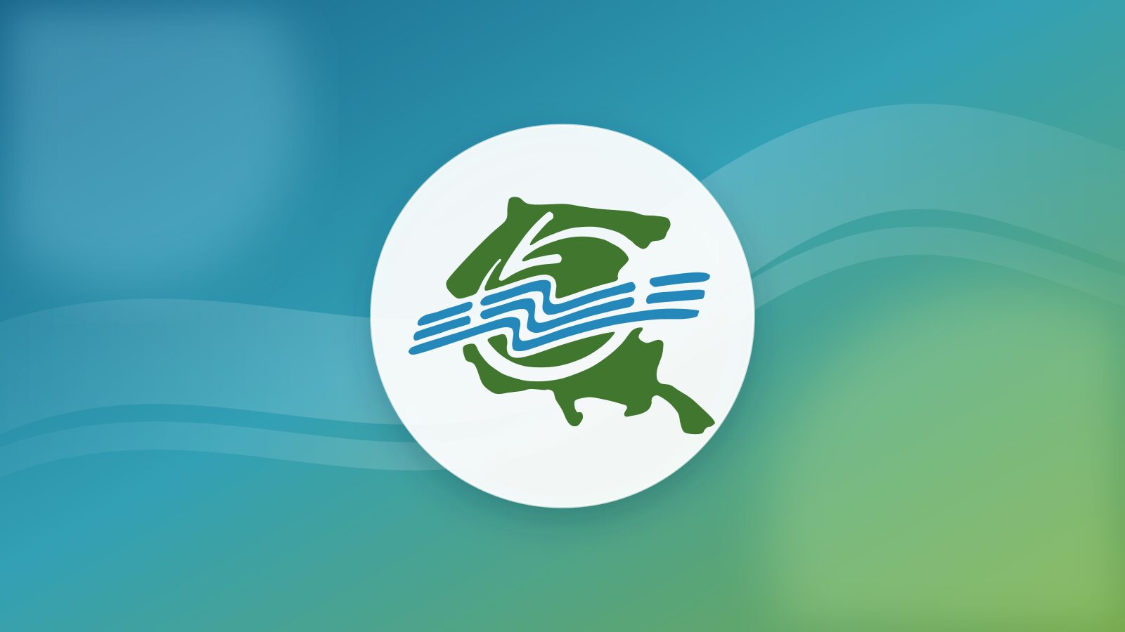 Logo dell’Associazione Consorzi di Bonifica del Friuli Venezia Giulia entro un cerchio bianco, su fondo sfumato blu e verde